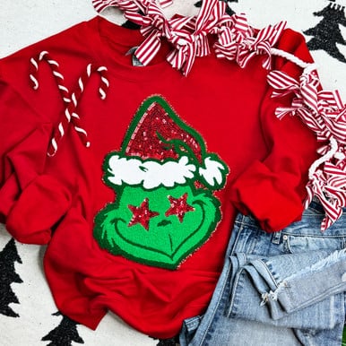 Grinch Chenille & Sequin Patch Sweatshirt
