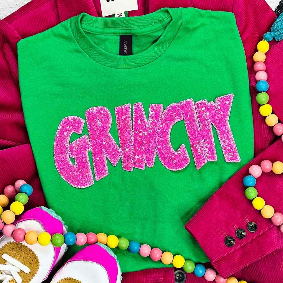Pink Grinchy Sequin Patch Sweatshirt