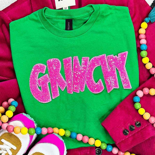 Pink Grinchy Sequin Patch Sweatshirt