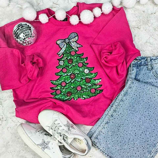 Christmas Tree Sequin Patch Sweater